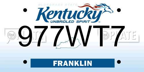 977WT7 Kentucky License Plate