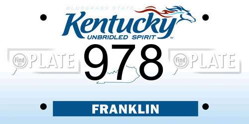 978 Kentucky License Plate