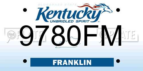 9780FM Kentucky License Plate