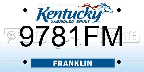 9781FM Kentucky License Plate