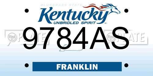 9784AS Kentucky License Plate