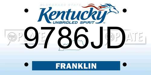 9786JD Kentucky License Plate