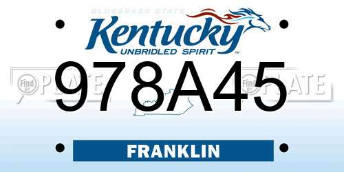 978A45 Kentucky License Plate