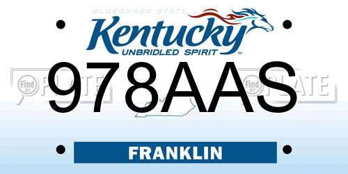 978AAS Kentucky License Plate