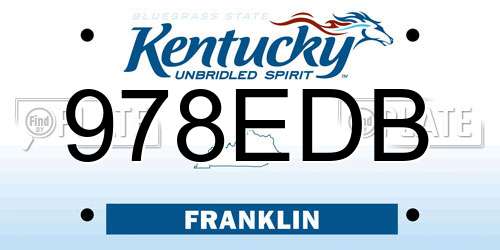978EDB Kentucky License Plate