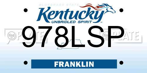 978LSP Kentucky License Plate
