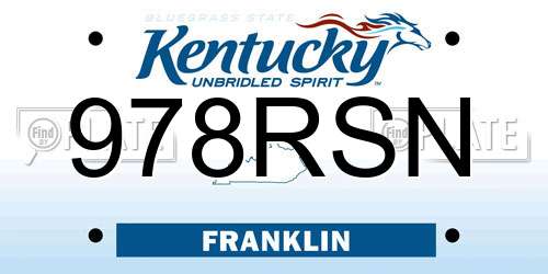 978RSN Kentucky License Plate