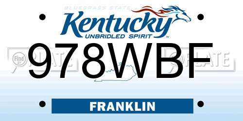 978WBF Kentucky License Plate