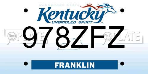 978ZFZ Kentucky License Plate