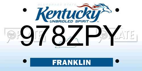 978ZPY Kentucky License Plate