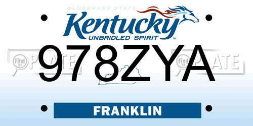 978ZYA Kentucky License Plate