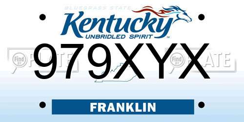 979XYX Kentucky License Plate