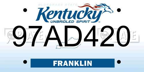 97AD420 Kentucky License Plate