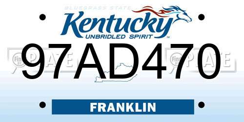 97AD470 Kentucky License Plate