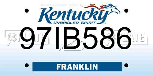 97IB586 Kentucky License Plate