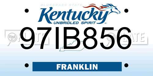 97IB856 Kentucky License Plate