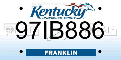 97IB886 Kentucky License Plate