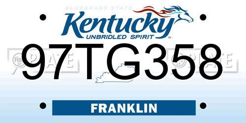 97TG358 Kentucky License Plate