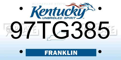 97TG385 Kentucky License Plate
