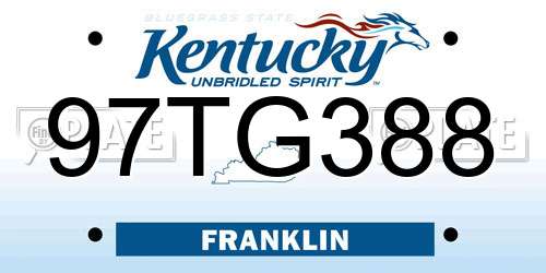 97TG388 Kentucky License Plate