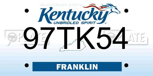 97TK54 Kentucky License Plate