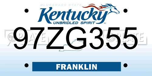 97ZG355 Kentucky License Plate