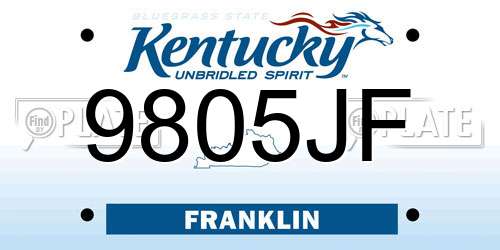 9805JF Kentucky License Plate
