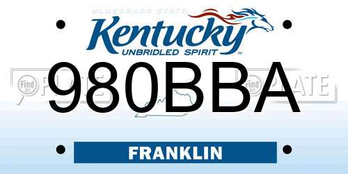 980BBA Kentucky License Plate