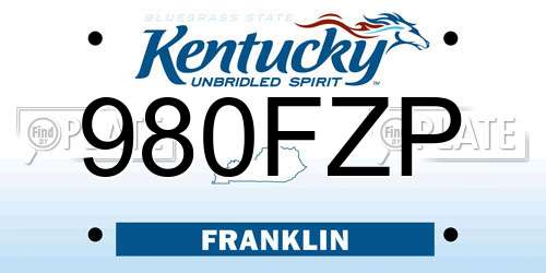 980FZP Kentucky License Plate