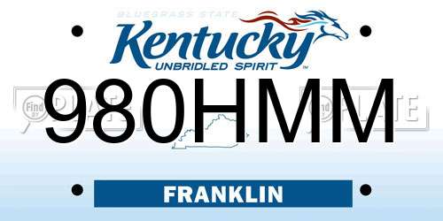 980HMM Kentucky License Plate