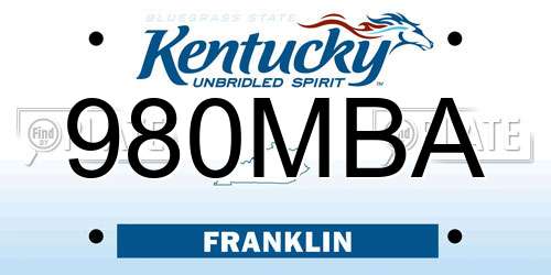 980MBA Kentucky License Plate