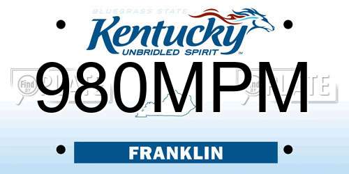 980MPM Kentucky License Plate