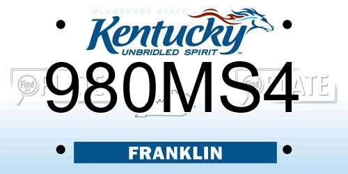 980MS4 Kentucky License Plate