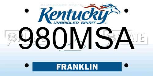 980MSA Kentucky License Plate