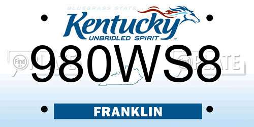 980WS8 Kentucky License Plate