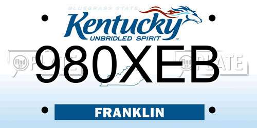 980XEB Kentucky License Plate
