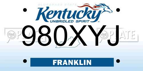 980XYJ Kentucky License Plate