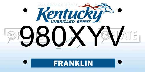 980XYV Kentucky License Plate