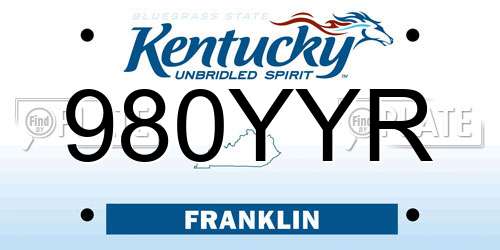 980YYR Kentucky License Plate
