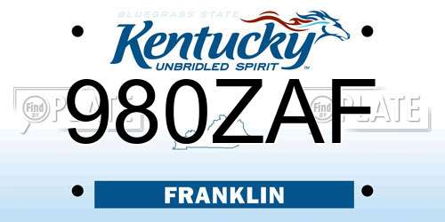 980ZAF Kentucky License Plate