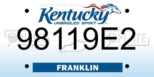 98119E2 Kentucky License Plate