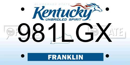 981LGX Kentucky License Plate