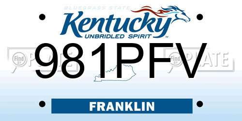 981PFV Kentucky License Plate