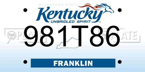 981T86 Kentucky License Plate