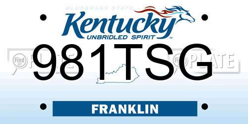 981TSG Kentucky License Plate
