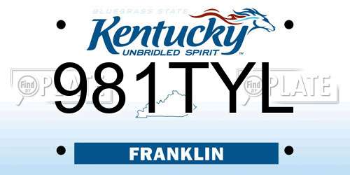 981TYL Kentucky License Plate