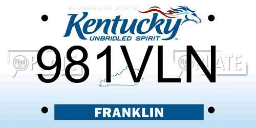 981VLN Kentucky License Plate