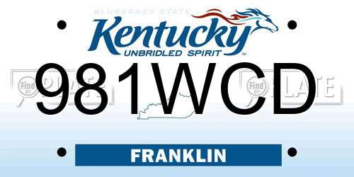 981WCD Kentucky License Plate
