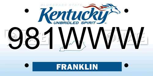 981WWW Kentucky License Plate