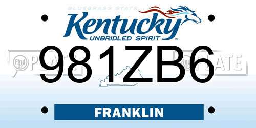 981ZB6 Kentucky License Plate